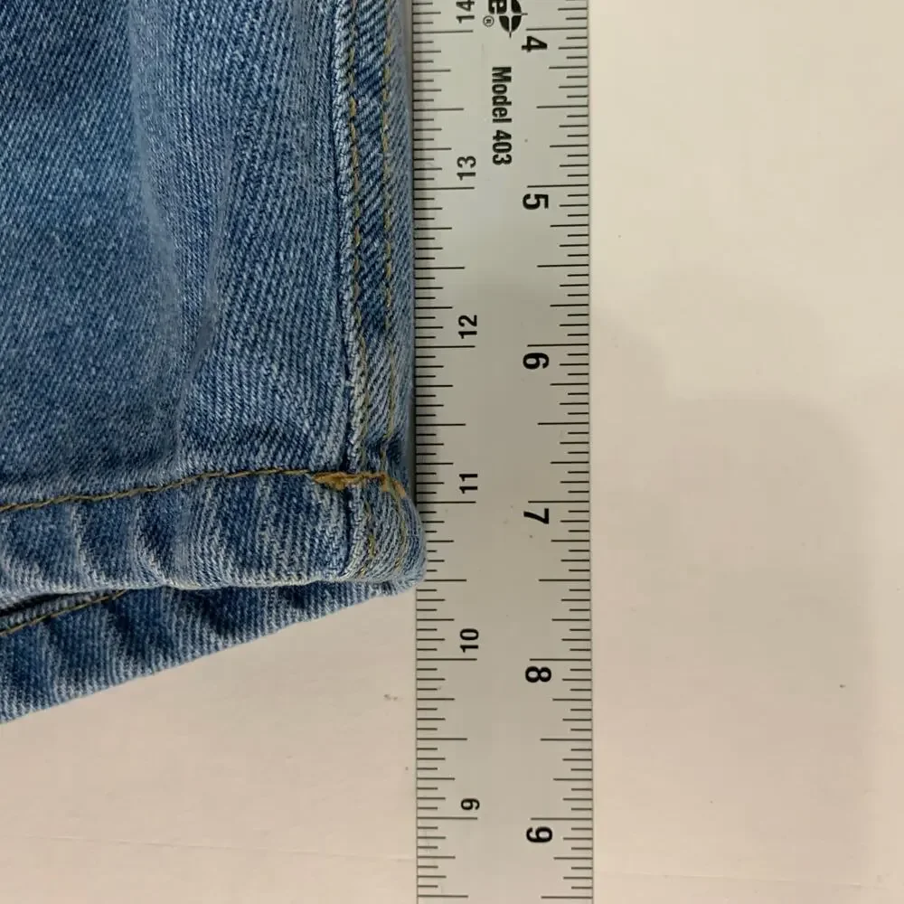 BoohooMan 36 NEW Slim Rigid Applique Jean Shorts In Light Blue Streetwear
